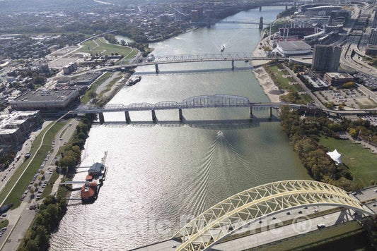 Photo - Aerial View of a Parade of Bridges Across The Ohio River, Connecting Cincinnati, Ohio, with Suburbs in Kentucky- Fine Art Photo Reporduction