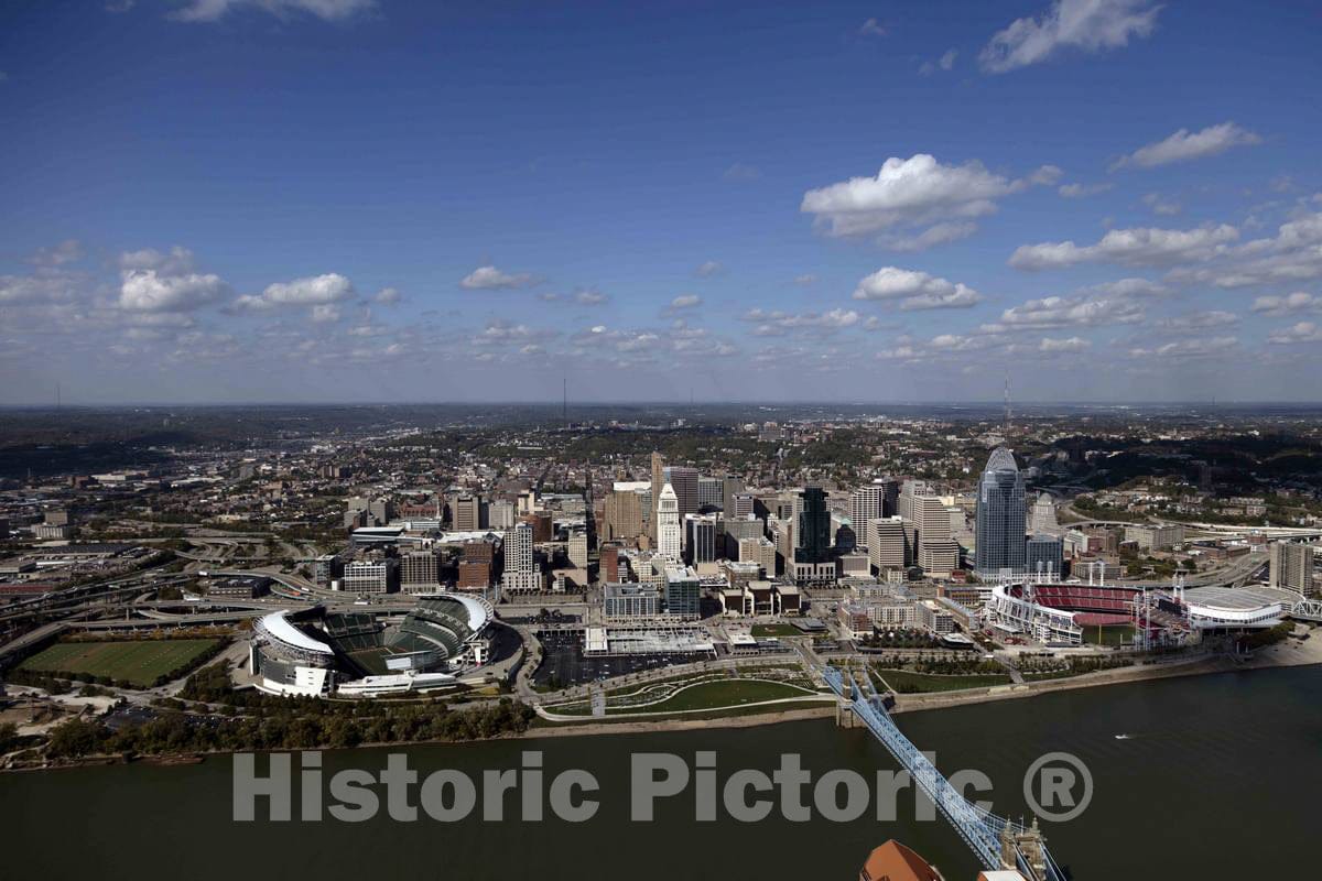 Photo- Aerial view of downtown Cincinnati, Ohio 3 Fine Art Photo Reproduction