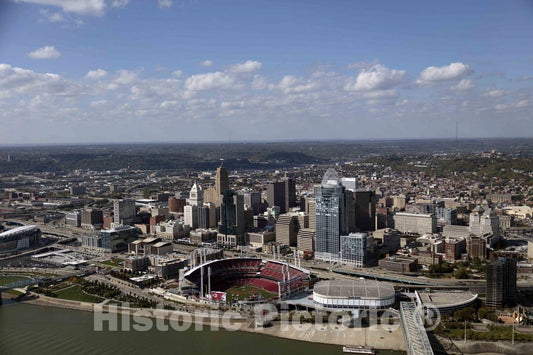Photo- Aerial View of The Cincinnati, Ohio Downtown Skyline 2 Fine Art Photo Reproduction