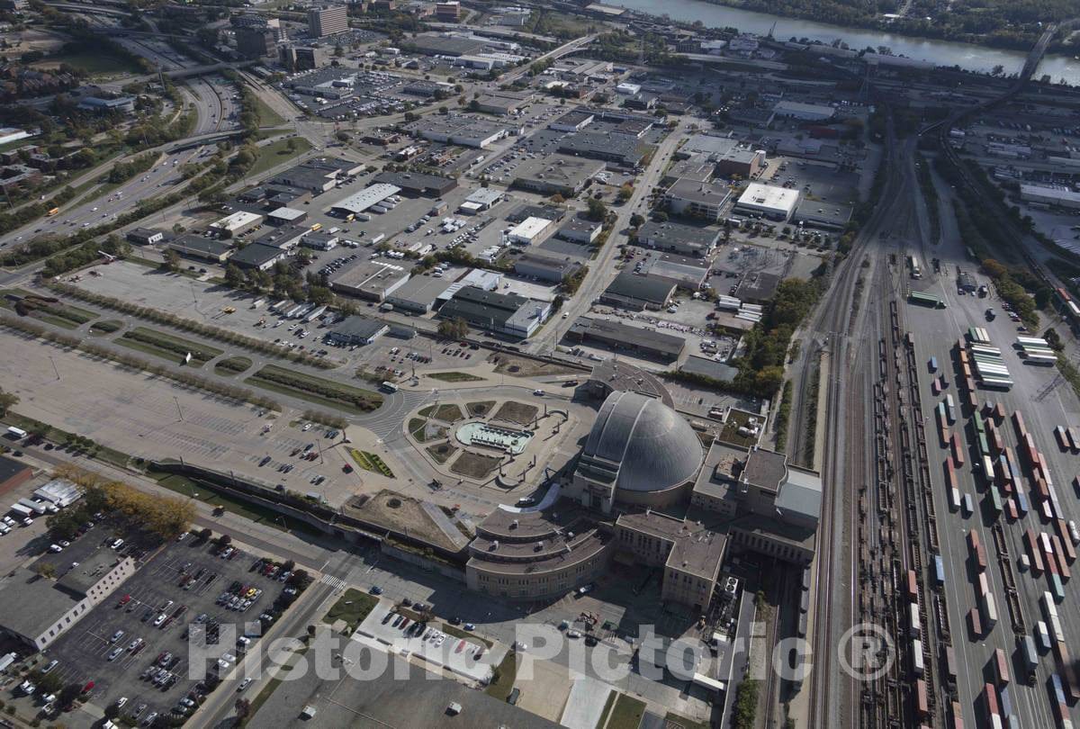 Photo- Aerial View of Cincinnati, Ohio, with a Focus on The Former Woodward High School 1 Fine Art Photo Reproduction