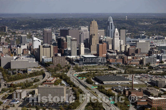 Photo- Aerial View of The Cincinnati, Ohio Skyline 3 Fine Art Photo Reproduction