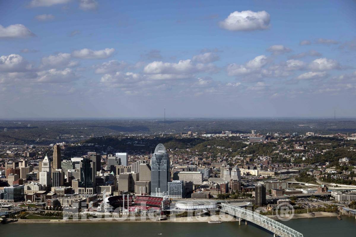 Photo- Aerial View of The Cincinnati, Ohio Skyline 6 Fine Art Photo Reproduction