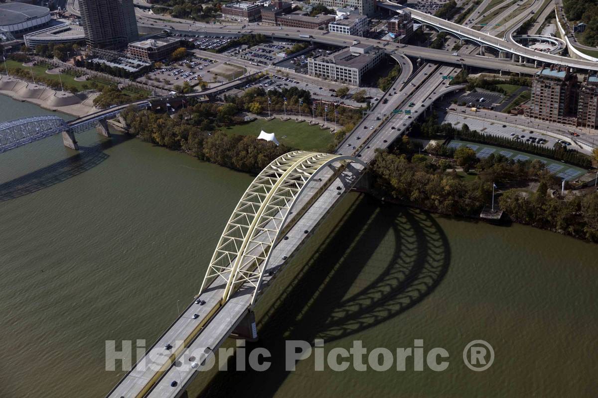 Photo - Aerial View of The Daniel Carter Beard Bridge Over The Ohio River, which Connects Downtown Cincinnati (Right) to Northern Kentucky- Fine Art Photo Reporduction