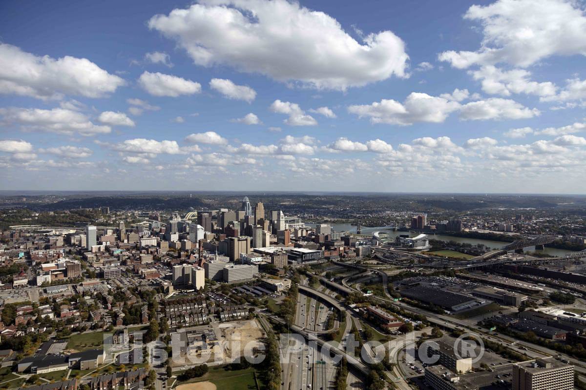 Photo- Aerial View of The Cincinnati, Ohio Skyline 1 Fine Art Photo Reproduction