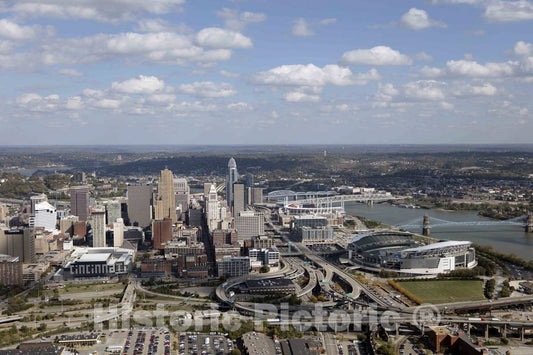 Photo- Aerial View of The Cincinnati, Ohio Skyline 2 Fine Art Photo Reproduction