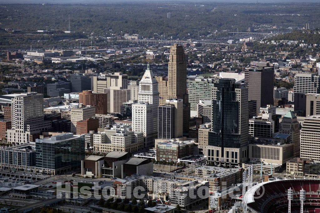 Photo- Aerial View of The Cincinnati, Ohio Skyline 8 Fine Art Photo Reproduction