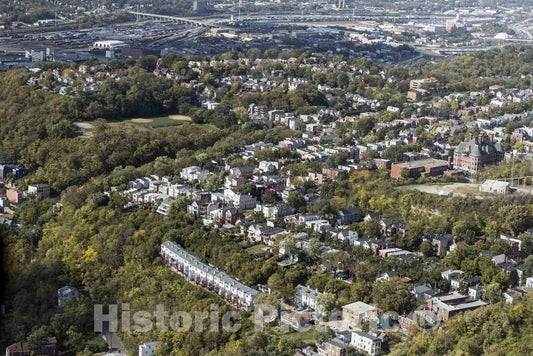 Photo - Aerial View of Cincinnati, Ohio, Looking west Toward Interstate Highway 75 from The Over The Rhine Neighborhood North of Downtown- Fine Art Photo Reporduction