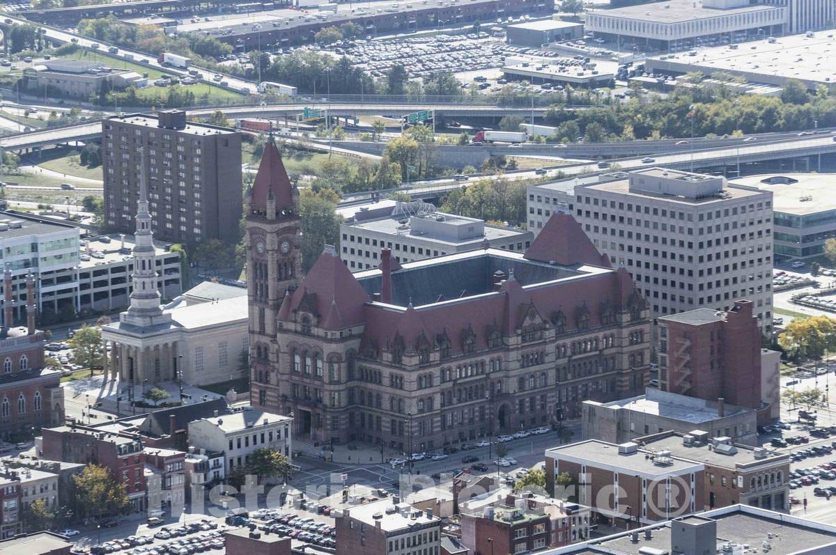Photo - Aerial View of Cincinnati, Ohio's City Hall, Designed by Renowned Cincinnati Architect Samuel Hannaford and Completed in 1893- Fine Art Photo Reporduction