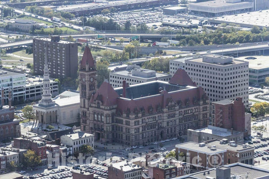 Photo - Aerial View of Cincinnati, Ohio's City Hall, Designed by Renowned Cincinnati Architect Samuel Hannaford and Completed in 1893- Fine Art Photo Reporduction
