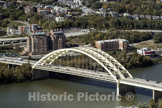 Photo- Aerial view of Cincinnati, Ohio focusing on the Daniel Carter Beard Bridge over the Ohio River, which connects the city to northern Kentucky 1 Fine Art Photo Reproduction