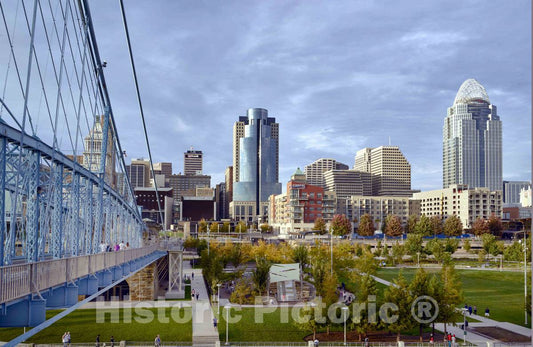 Photo - View of Cincinnati, Ohio Across The Ohio River from Kentucky- Fine Art Photo Reporduction