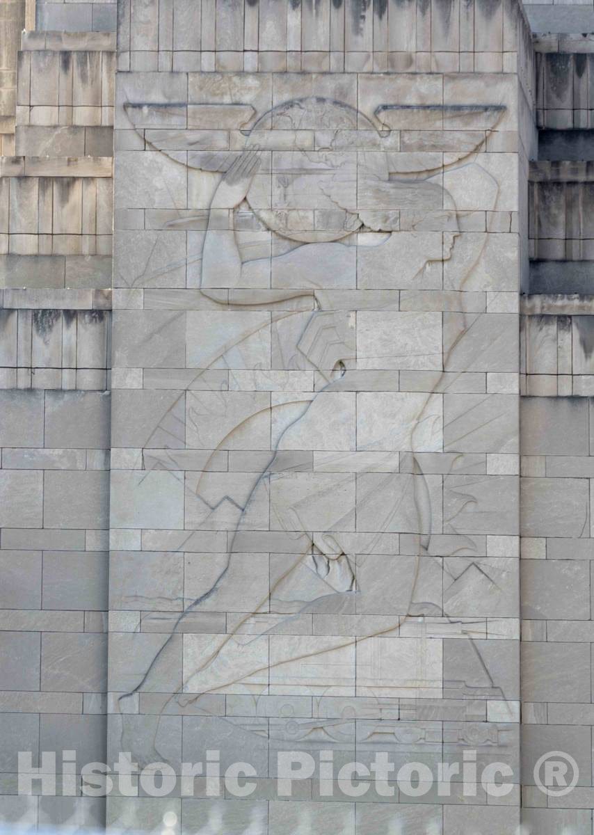 Photo- One of Two Heroic bas-reliefs on The Cincinnati Museum Center at Union Terminal, Built in 1933 as Cincinnati Union Terminal 1 Fine Art Photo Reproduction