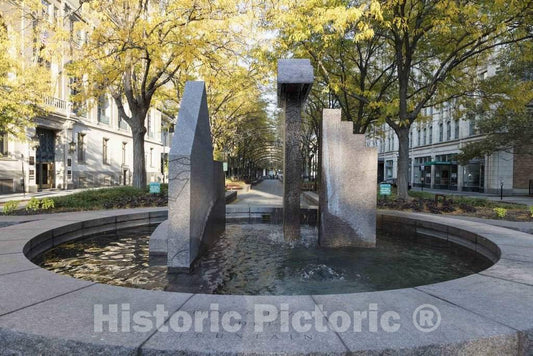 Photo - Sculptor Stuart Fink's 1993 Rose and Izzy Kadetz Fountain in Cincinnati, Ohio, Consists of Four Symbolic Elements- Fine Art Photo Reporduction