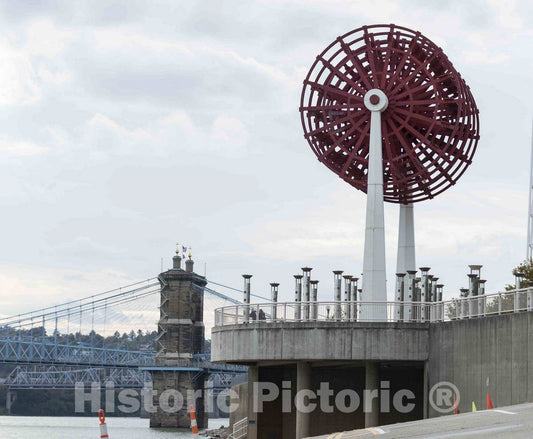 Photo - Rising above the concrete slopes of Cincinnati's Public Landing at Sawyer Point is the National Steamboat Monument, a three-story, 60-ton- Fine Art Photo Reporduction