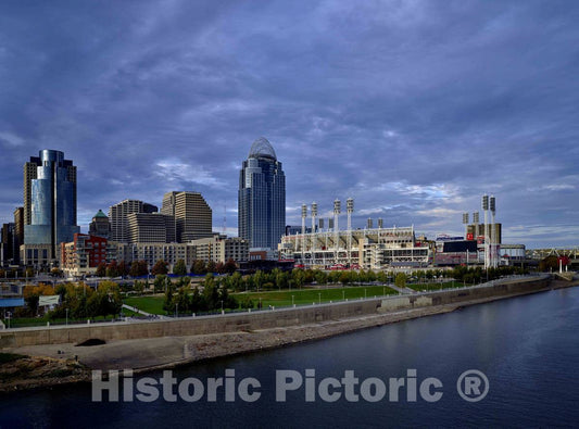 Photo- View from The Ohio River Waterfront in Cincinnati, Ohio, of The Taylor-Southgate Bridge to The Northern Kentucky Suburbs, Named for The Families of James Taylor, Jr 2
