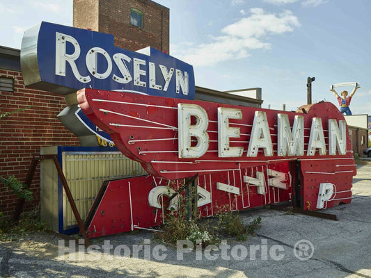 Photo - Old, retrieved neon Sign from The Beaman Pontiac auto dealership in Cincinnati, Ohio- Fine Art Photo Reporduction