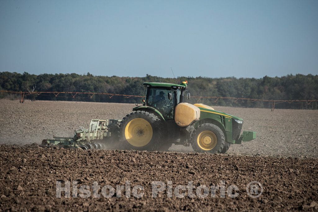 Photo - A Farmer and his Tractor and plow Prepare a Cotton Field for Fall Planting in Rural Tunica County, Mississippi- Fine Art Photo Reporduction