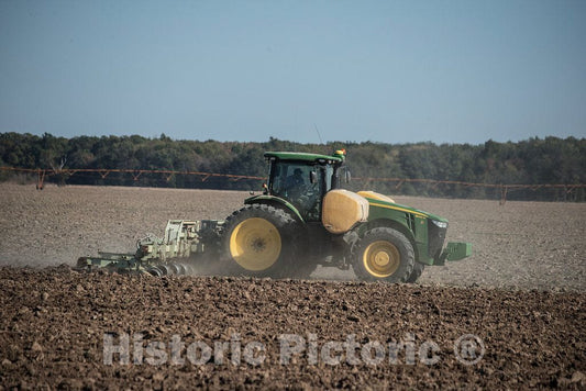Photo - A Farmer and his Tractor and plow Prepare a Cotton Field for Fall Planting in Rural Tunica County, Mississippi- Fine Art Photo Reporduction