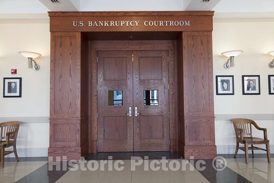 Photo- Interior and U.S. Bankruptcy Courtroom Entrance in The Nathaniel R. Jones Federal Building in Youngstown, Ohio 2 Fine Art Photo Reproduction