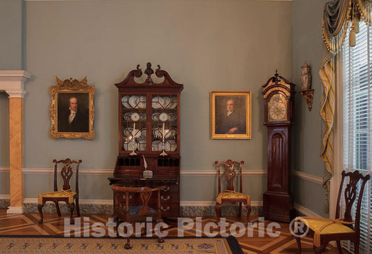 Photo- A Clock Amongst Other Furniture in The Thomas Jefferson State Reception Room in The Harry S. Truman Federal Building which is The Headquarters of The Department of State