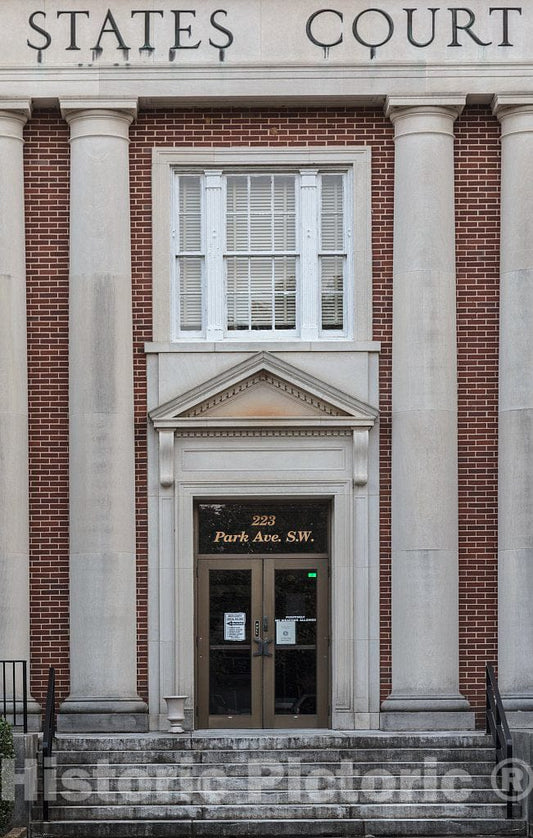 Photo - Door. The Charles E. Simons Jr. Federal Court House, Named for District Court Judge Charles Earl Simons Jr. in 1986, Located in Aiken, South Carolina