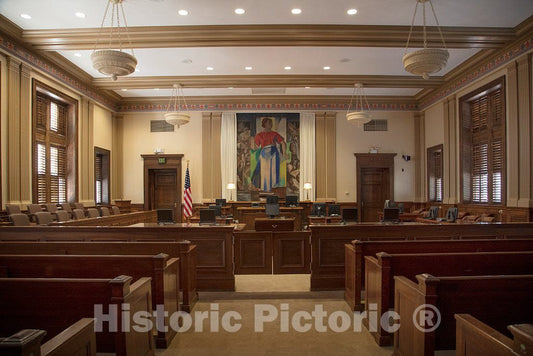 Photo - Courtroom in The Charles E. Simons Jr. Federal Court House, Named for District Court Judge Charles Earl Simons Jr. in 1986, Located in Aiken, South Carolina