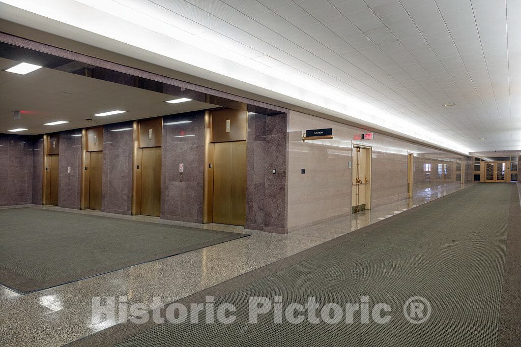 Photo - Corridor and Elevator Lobby at The Historic E. Barrett Prettyman Federal Courthouse which Houses The U.S. District Court and U.S- Fine Art Photo Reporduction