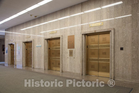 Photo - Elevator lobby at the historic E. Barrett Prettyman Federal Courthouse which houses the U.S. District Court and U.S- Fine Art Photo Reporduction