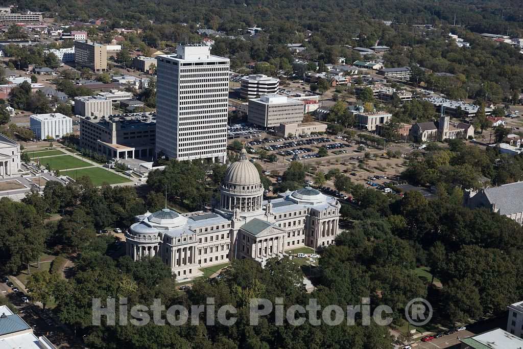 Photo- The Mississippi Capitol Building is Prominent in This Aerial View of Jackson, The Capital City of The Southern U.S. State of Mississippi 5 Fine Art Photo Reproduction
