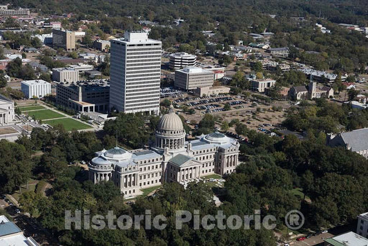 Photo- The Mississippi Capitol Building is Prominent in This Aerial View of Jackson, The Capital City of The Southern U.S. State of Mississippi 5 Fine Art Photo Reproduction