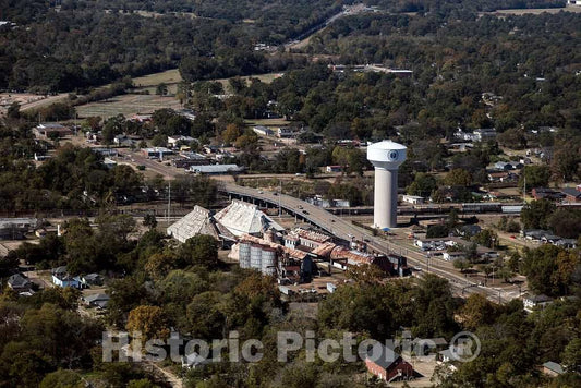 Photo- Aerial View of Jackson, The Capital City of The Southern U.S. State of Mississippi, Focusing on an Old cottonseed-Oil Mill Complex Downtown 1 Fine Art Photo Reproduction