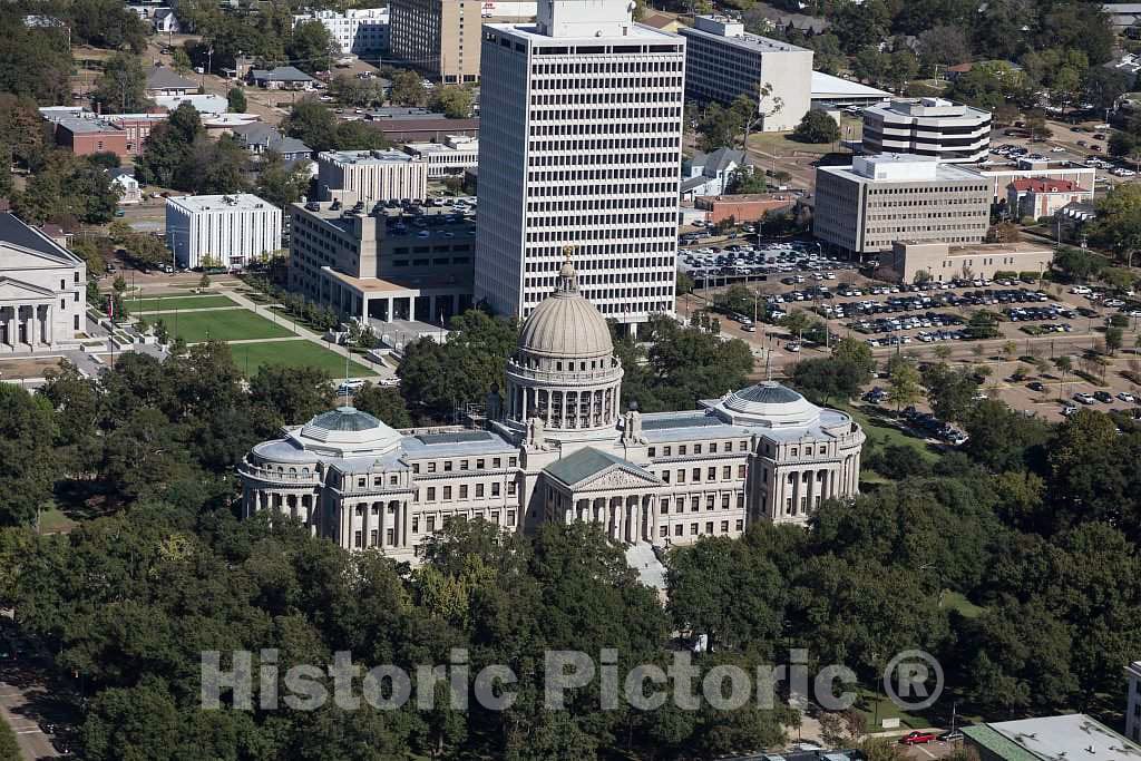 Photo- The Mississippi Capitol Building is Prominent in This Aerial View of Jackson, The Capital City of The Southern U.S. State of Mississippi 1 Fine Art Photo Reproduction