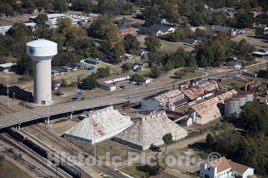 Photo- Aerial View of Jackson, The Capital City of The Southern U.S. State of Mississippi, Focusing on an Old cottonseed-Oil Mill Complex Downtown 2 Fine Art Photo Reproduction