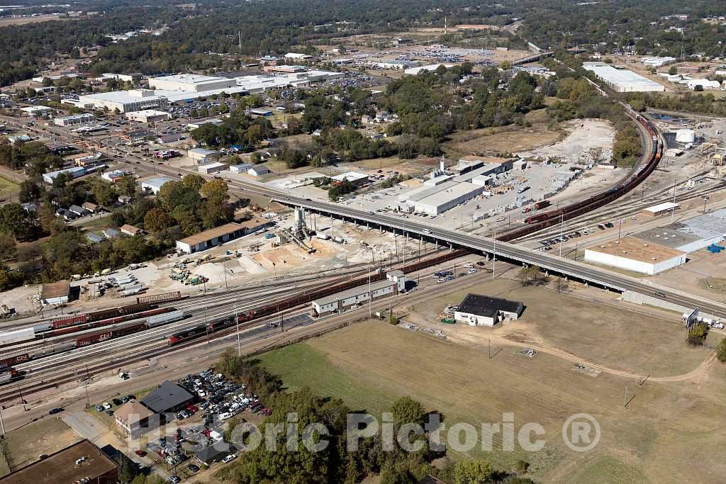Photo - Aerial View of Jackson, The Capital City of The Southern U.S. State of Mississippi, Focusing on The city's trainyards- Fine Art Photo Reporduction