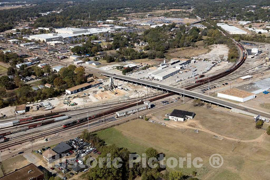 Photo - Aerial View of Jackson, The Capital City of The Southern U.S. State of Mississippi, Focusing on The city's trainyards- Fine Art Photo Reporduction