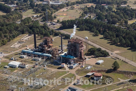 Photo- Aerial View of Jackson, Mississippi, Focusing on The Rex Brown Electrical Power Plant Run by Natural Gas 1 Fine Art Photo Reproduction
