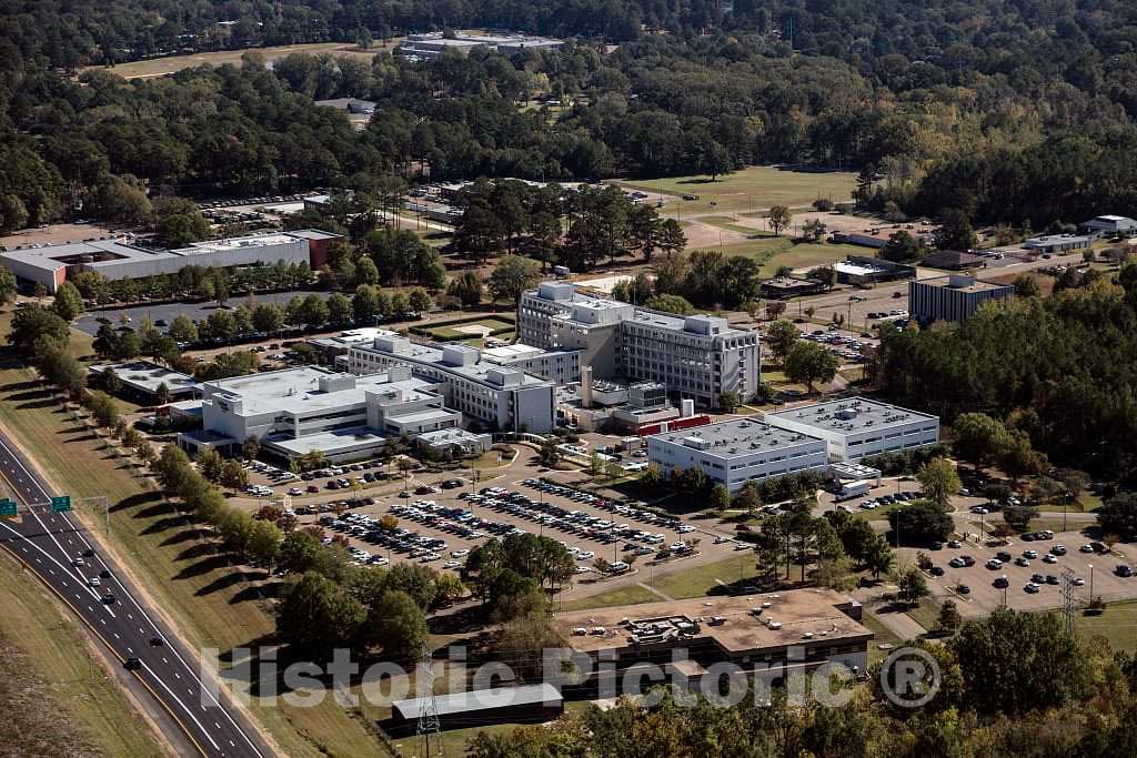 Photo - Aerial View of Jackson, Mississippi, Focusing on The Merit Health Central 429-bed Hospital and Medical Center- Fine Art Photo Reporduction