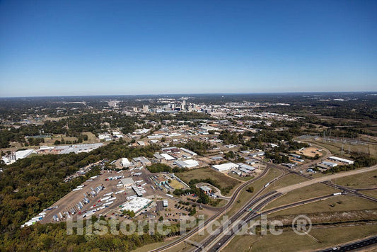 Photo- Distant Aerial View of The Jackson, Mississippi, Skyline 2 Fine Art Photo Reproduction