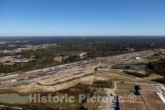 Photo - Aerial View of Jackson, Mississippi, Focusing on The city's extensive Freight-Rail Yards- Fine Art Photo Reporduction