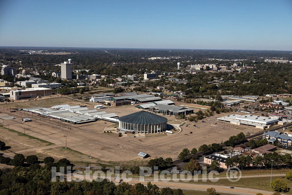 Photo- Aerial View of Jackson, Mississippi, Focusing on The Mississippi State Fairgrounds and Coliseum 2 Fine Art Photo Reproduction