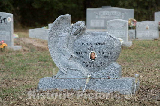 Photo - Cemetery headstone in Tallahatchie County, near the town of Phillip, Mississippi- Fine Art Photo Reporduction