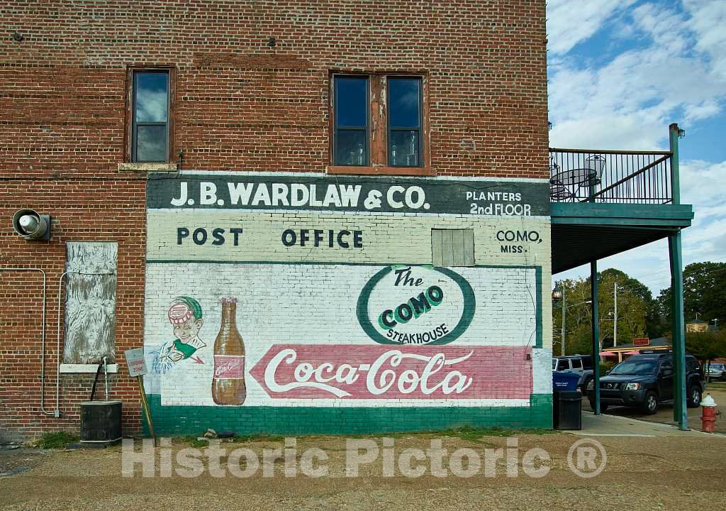 Photo - Old Coca-Cola Sign on The Side of The Como Steakhouse's Building in Como, Mississippi- Fine Art Photo Reporduction