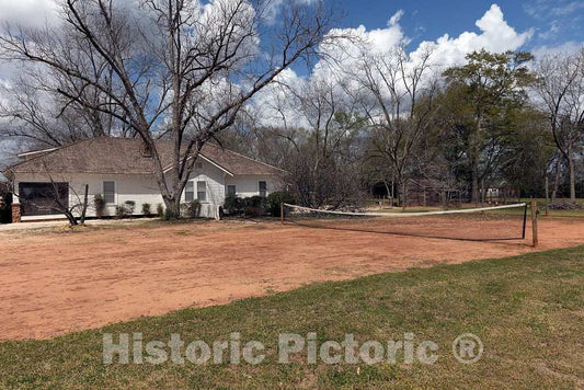 Photograph- Dirt tennis court at the boyhood farm of America's 39th president, Jimmy Carter, in the little community of Archery, Georgia, now part of the only slightly larger town of Plains