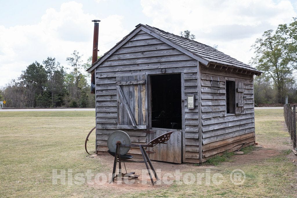 Photo- Blacksmith shop at the boyhood farm of America's 39th president, Jimmy Carter, in the little community of Archery, Georgia, now part of the only slightly larger town of Plains