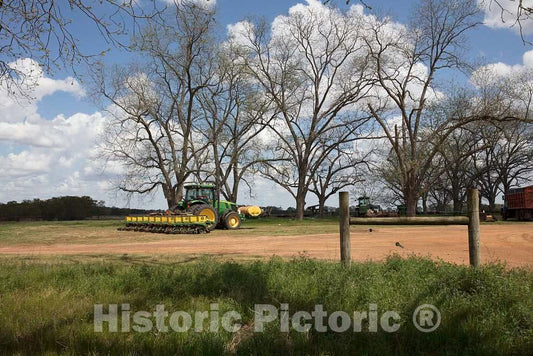 Photo - Tractor and plow at Work on a Field Near Plains in Sumter County, Georgia- Fine Art Photo Reporduction