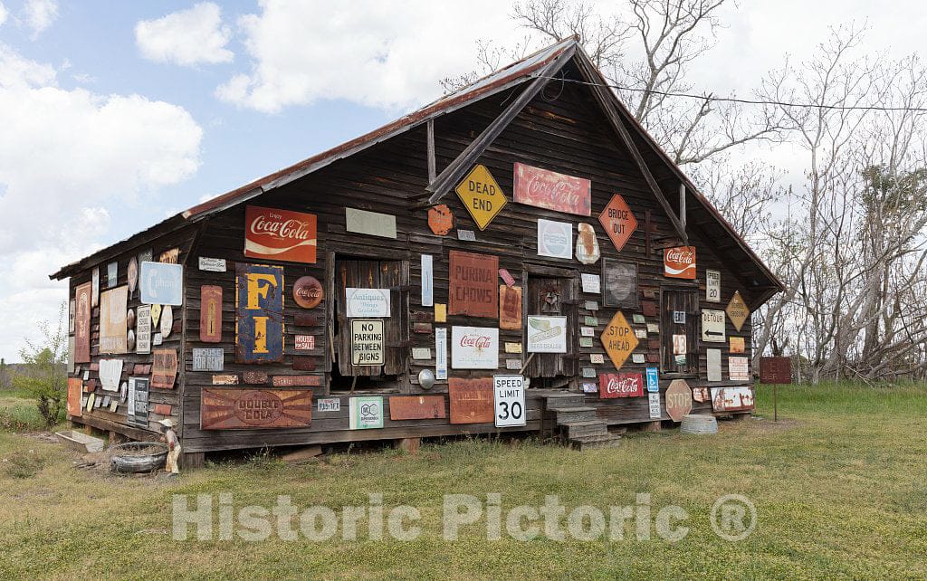 Photo- Barn in Sumter County, Georgia, festooned with The owner's Collection of Old Signs 2 Fine Art Photo Reproduction