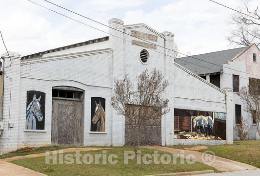 Photo - Drawings of Horses on a Former Feed Store and Hardware in Louisville, a Town in Northeastern Georgia- Fine Art Photo Reporduction