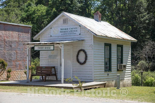 Photo - The Tiny Sheriff's Department and Courthouse in Juliette, a Small Town in Monroe County, Georgia- Fine Art Photo Reporduction
