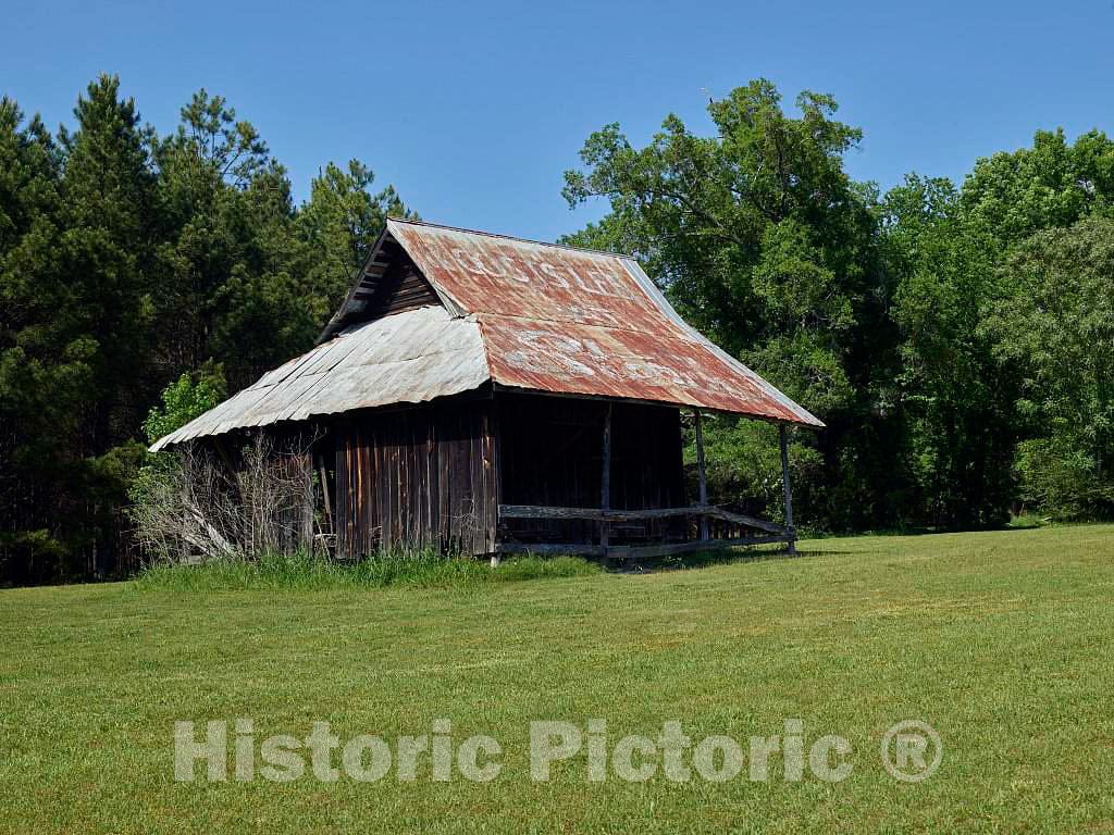 Photo- A Georgia barn near Gray, in Jones County, Georgia, considered classic because many Georgia barns are noted for their high, tin, pitched roofs 1 Fine Art Photo Reproduction