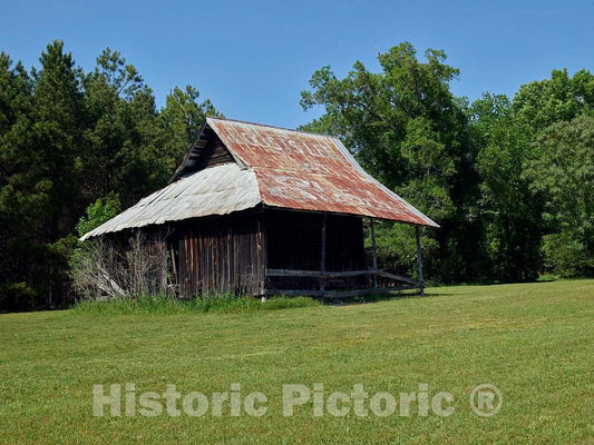 Photo- A Georgia barn near Gray, in Jones County, Georgia, considered classic because many Georgia barns are noted for their high, tin, pitched roofs 1 Fine Art Photo Reproduction